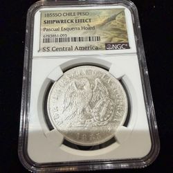 1855SO Chile Peso Shipwreck Effect Pascual Esquerra Hoard 