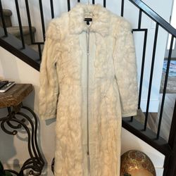 Bebe Rabbit Fur Coat Trimmed With Leather 
