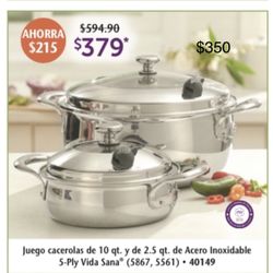 Juego De Ollas 10 Qt Y 2.5 Qt Vida Sana