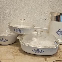 Vintage Corning Ware Blue Cornflower Set