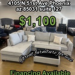 Sectional Grey With Ottoman Brand New