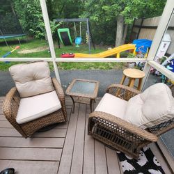 2 Swivel Chair With Table 