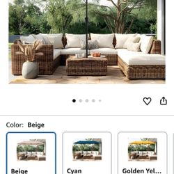 PHI VILLA 13ft Large Patio Umbrella Double-Sided Twin Outdoor Market Umbrella with Crank, Beige