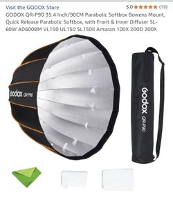 GODOX QR-P90 35.4 Inch/90CM Parabolic Softbox Bowens Mount, Quick Release Parabolic Softbox
