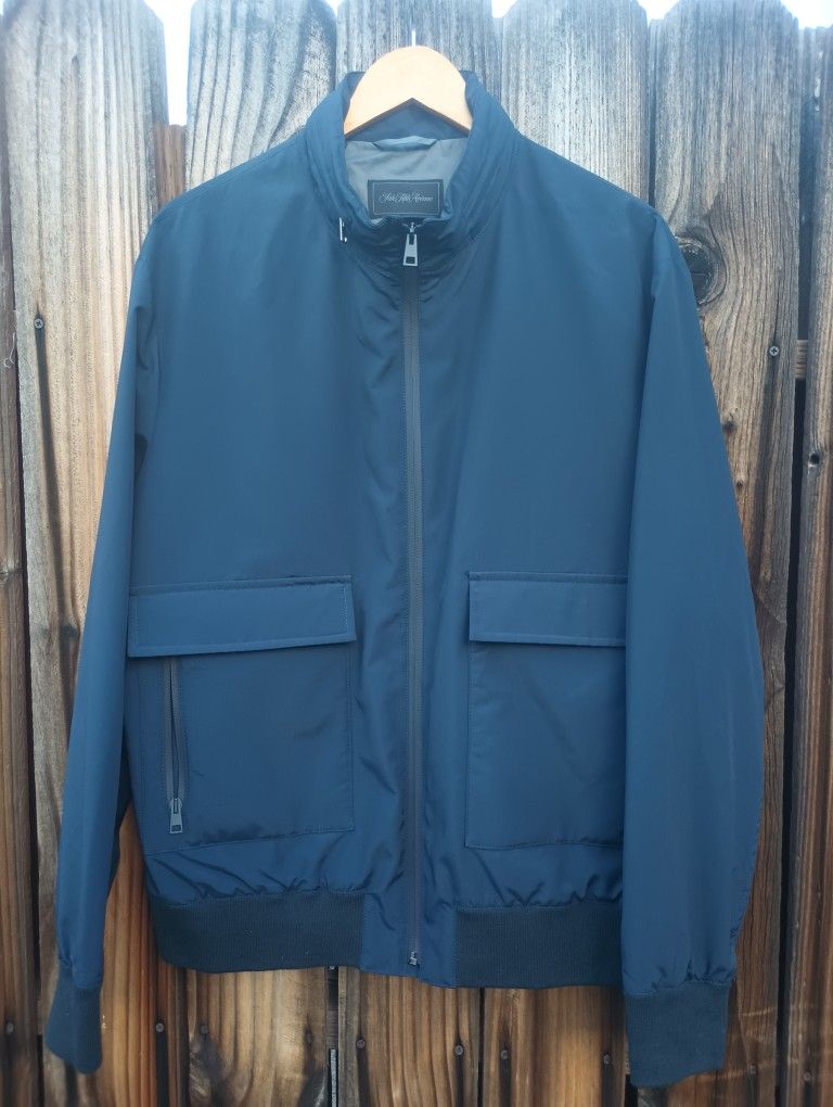 Loro Piana X Saks Fifth Avenue Bomber Jacket With Hood Large Navy Blue Water Resistant