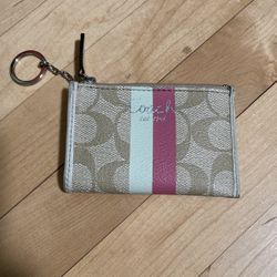 COACH Jacquard Signature Coin Purse, EUC