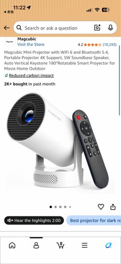 Magcubic WiFi 6 & Bluetooth 5.4 Mini Portable 4K Projector (180° Rotatable)