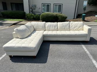 Natuzzi Ivory White Leather 2-Piece Sectional Sofa