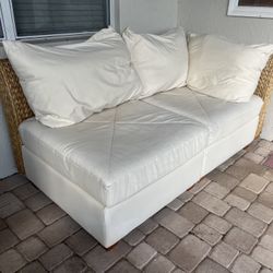 Woven Wicker Rattan Outdoor Patio Two Piece Sectional Sofa Couch! Some fraying on the sides see pics.   Delivery Available   Together 79in Long 41in W