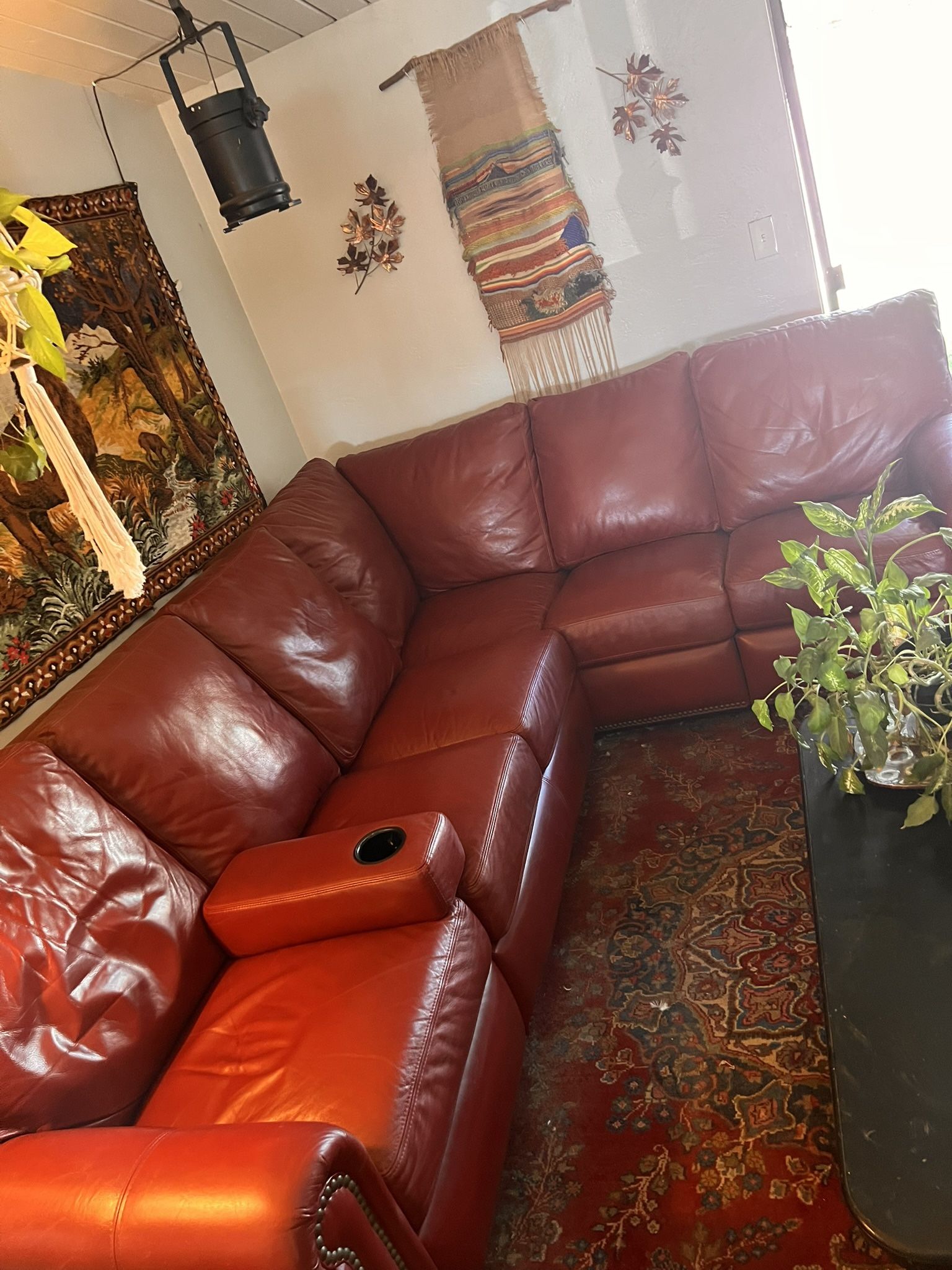 Leather Red Sectional 