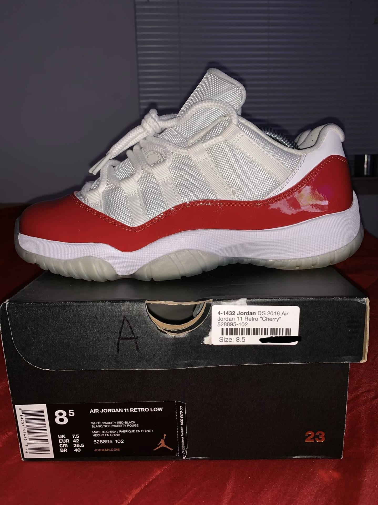 Men's size Air Jordan 11 cherry low