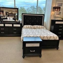 Black Bedroom Set Wood Set Queen Wood Bedroom 4 Pcs 