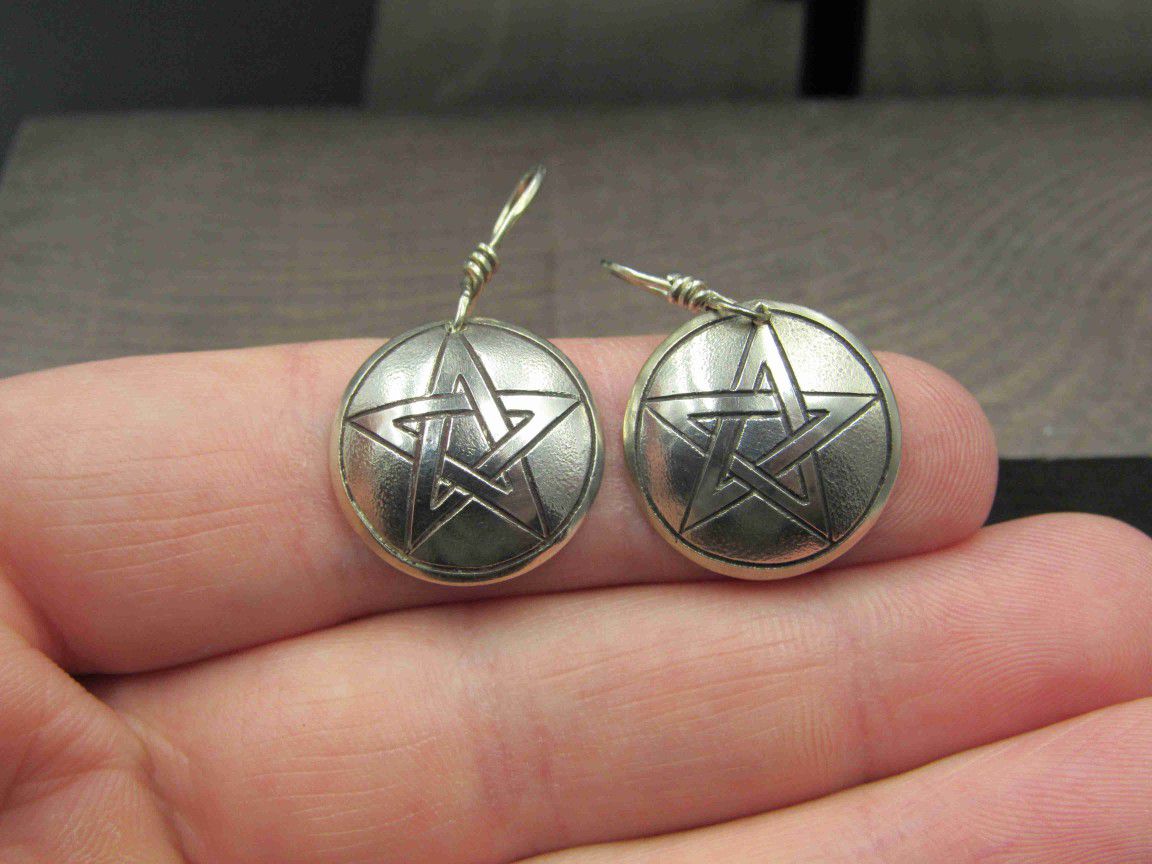 Sterling Silver Unique Star Round Earrings Vintage Wedding Engagement Anniversary Beautiful Everyday Minimalist Cute Sexy