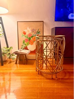 Pair of Glass-Top Brass Nesting Side Tables (Set of 2)