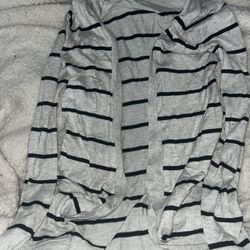 Express Gray & Black Striped Fitted Wide Placket Cardigan,Women’s Small