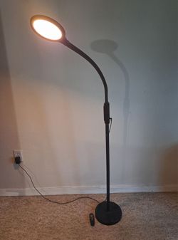 Black LED Floor Lamp * Includes remote control for dimming and changing color temperatures *