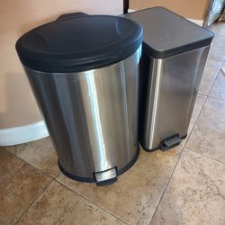 Two stainless steel soft close lids step garbage bins all $25.00 see my other offers must pick up cash only need holds