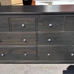 IKEA HEMNES 8-drawer dresser black/brown solid wood L63xH37”*D20”(address in description) 👇delivery 🚚 available within 15 miles for extra $55 delive
