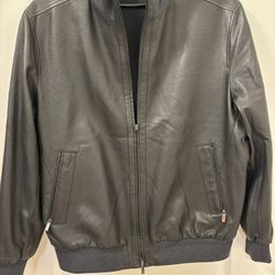 Ermenegildo Zegna Black Reversible Perforated Leather Jacket