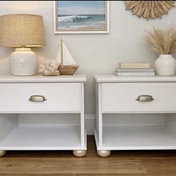 Nightstands White Coastal Modern