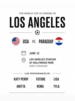 2 USA vs Paraguay Tickets | Proof of Purchase | Transfer Immediately
