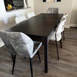 Extendable Dining Table with 6 Chairs (Modern Set)