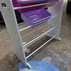 Girls/craft room shelf with bins