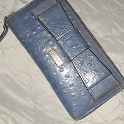 Kate Spade Light Blue Ostrich Pattern Leather Wallet 
