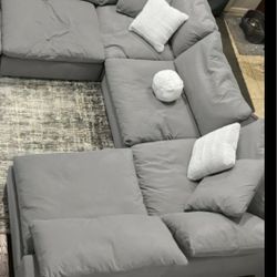 Gray Cloud Modular Sectional Couch Sofa 