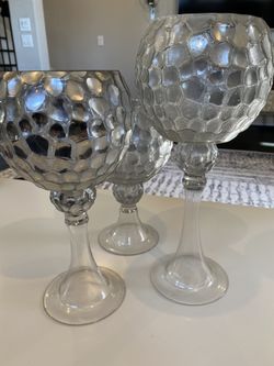 Modern Silver Candle Holders (set Of 3)