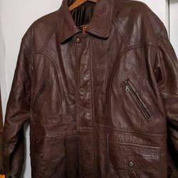 Leather 70s/80s Long Length Jacket - Size XXL