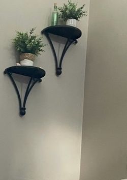 2 Black Metal Shelves