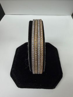 18KT Tri-Gold and Diamond Bangles