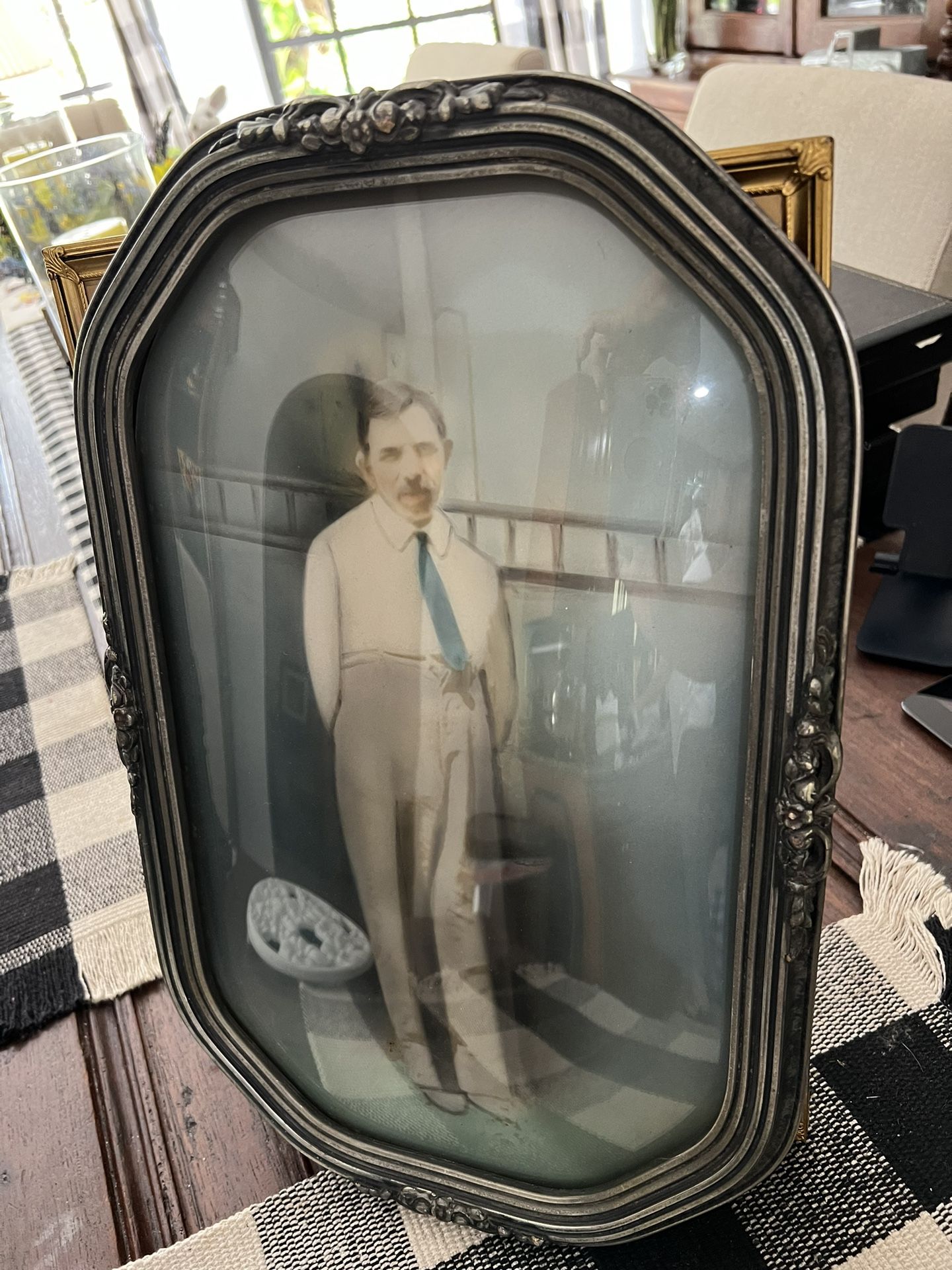 Antique Curved Glass Picture Frame