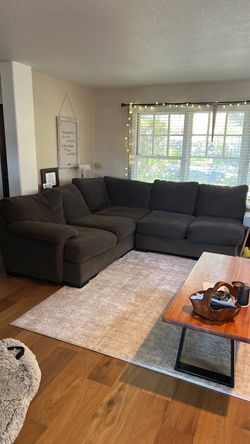 Dark Gray Fabric Sectional Sofa
