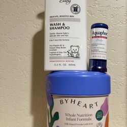 Aquaphor Baby Balm + Eucerin Baby Wash / Shampoo + ByHeart Infant Formula