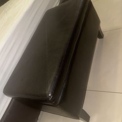 LEATHER OTTOMAN- Black