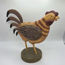 Amazing VINTAGE WOOD ROOSTER