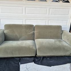 Design Within Reach Modern Sofa – High-End, Deep Seat, Olive Green