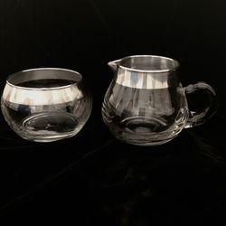 Creamer And Sugar Set With Silver Rim