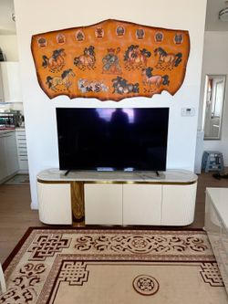 Creamy stone tv stand