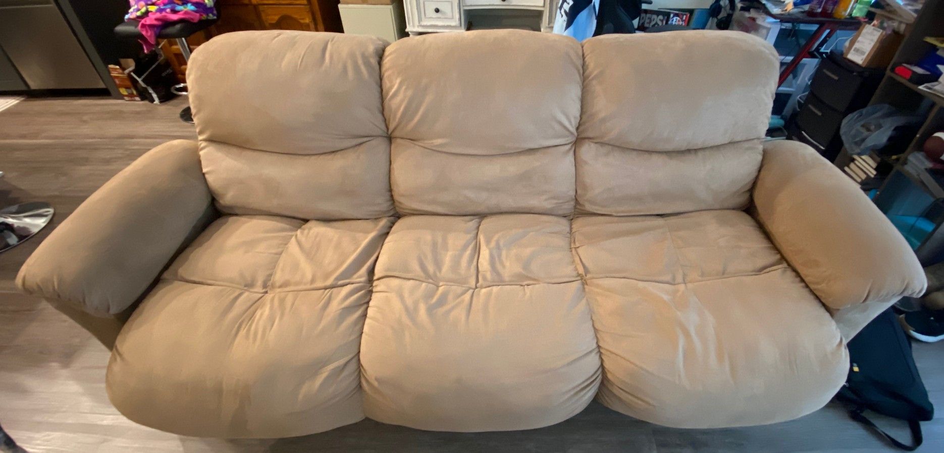 Pull out sofa -- bed couch sleeper beige brown convertible