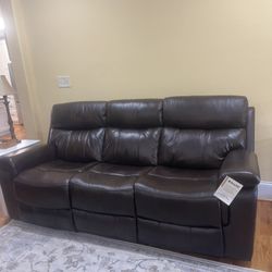 2 Leather Sofa Recliners And 1 Leather Power Recliner 