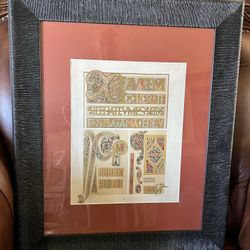 Framed Albert-Charles-Auguste Racinet Middle Ages, French antique 19th century Racinet art design lithograph print 1887