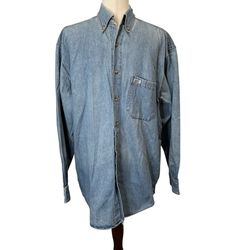 Guess Long Sleeve Button Front Cotton Denim Shirt Men’s Size Medium 