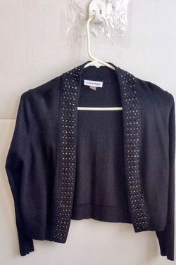 Calvin Klein  Black Cardigan Womens Size Small Rhinestone Cropped