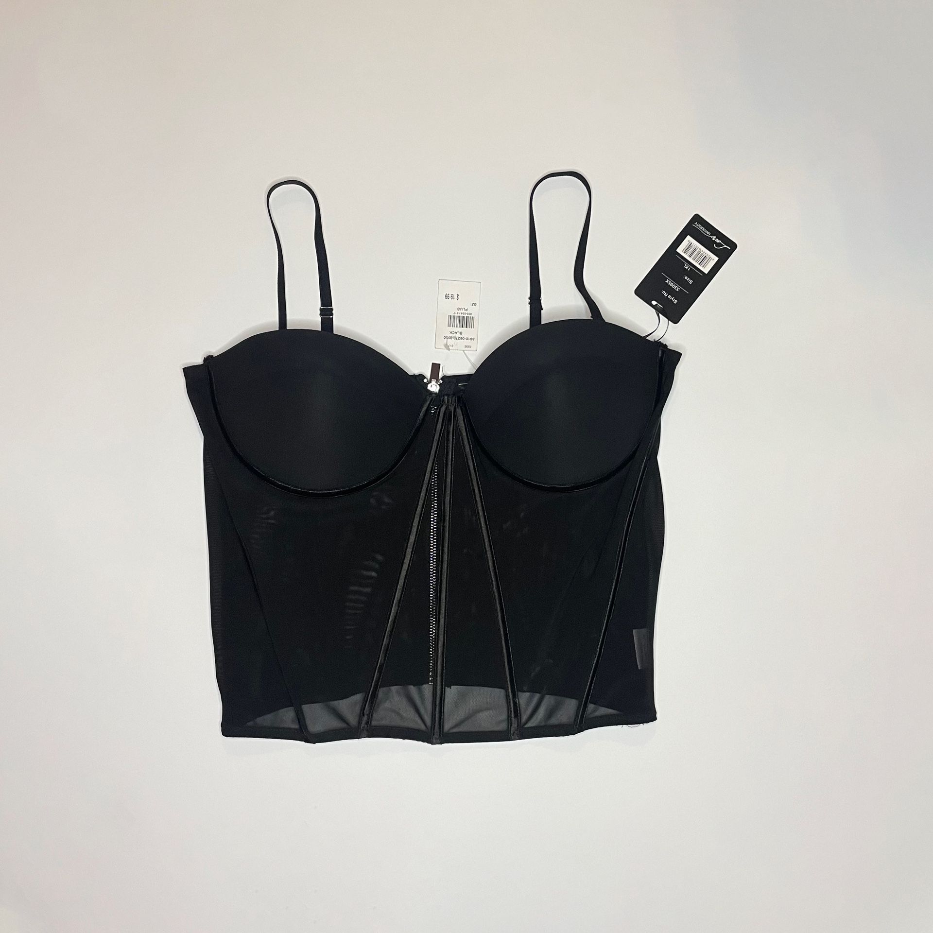 RainbowShops 1XL Black Convertible Mesh corset