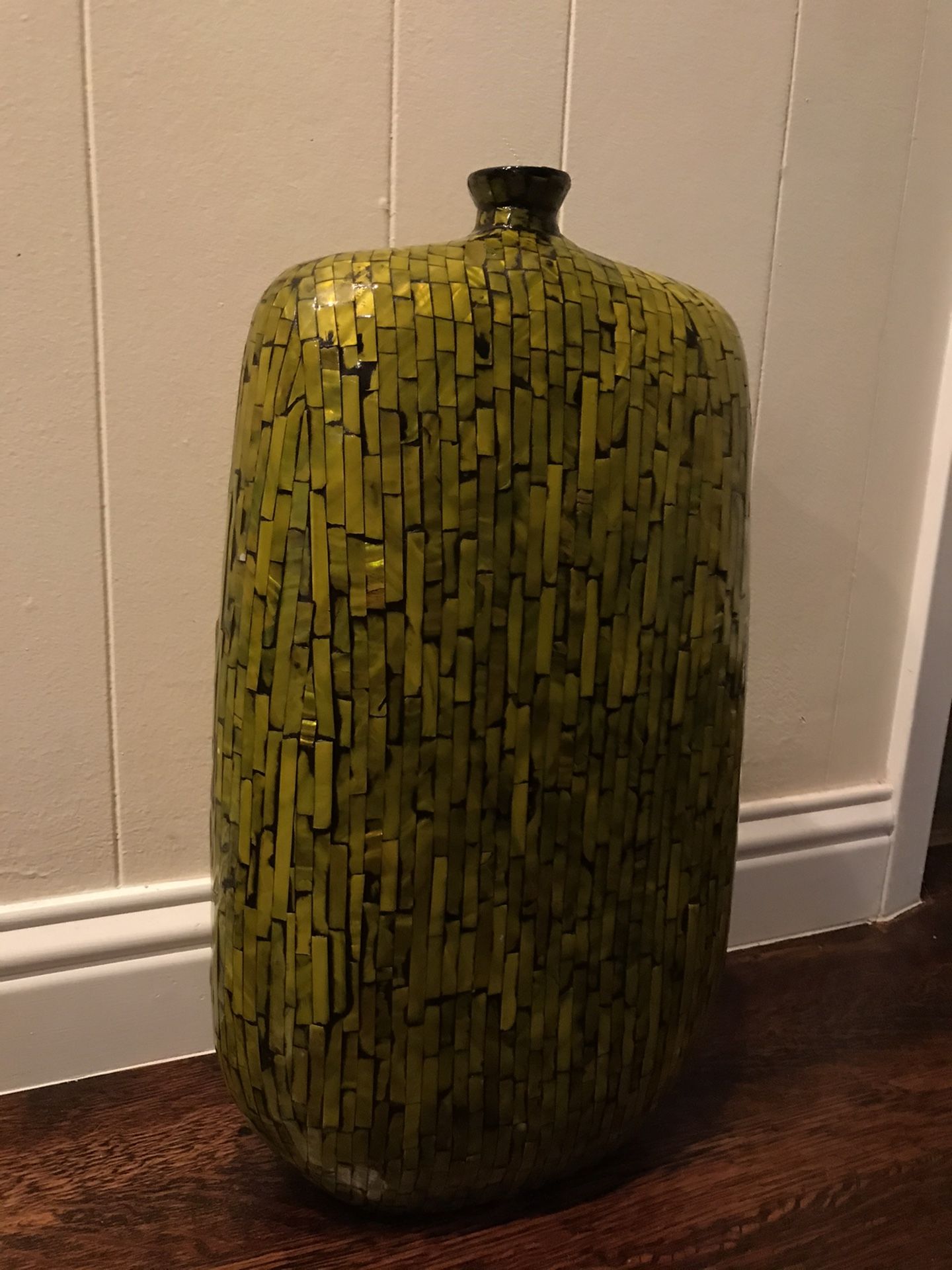 Large Mosaic Green Ceramic Vase