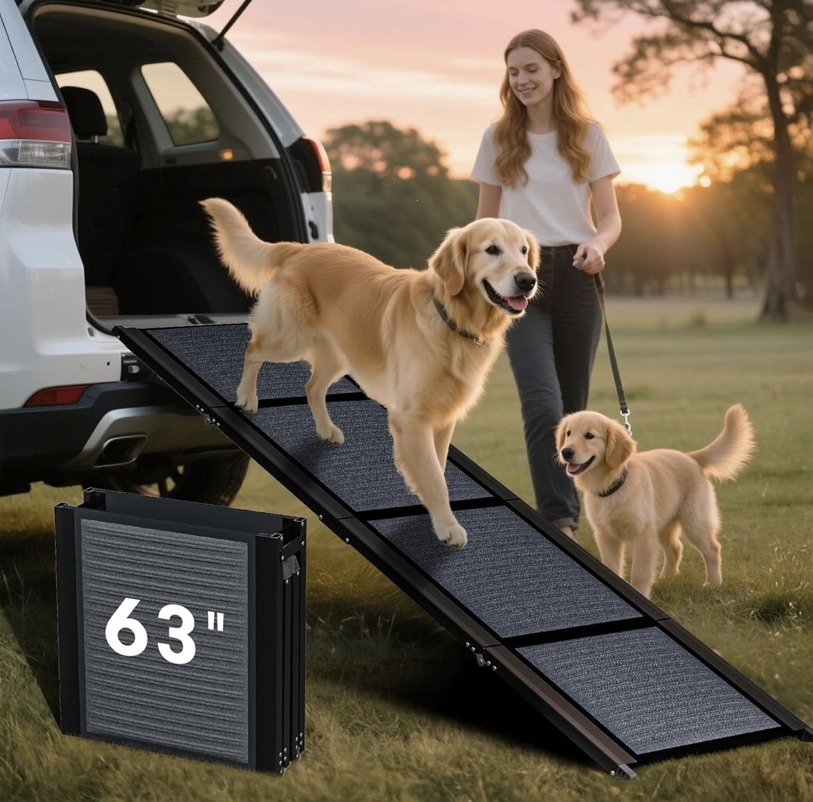 New Folding Dog Ramp for Car, SUV & Truck – Portable Pet Ramp with Non-Slip Surface