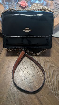 Coach Black Patent Leather Chain Crossbody Bag